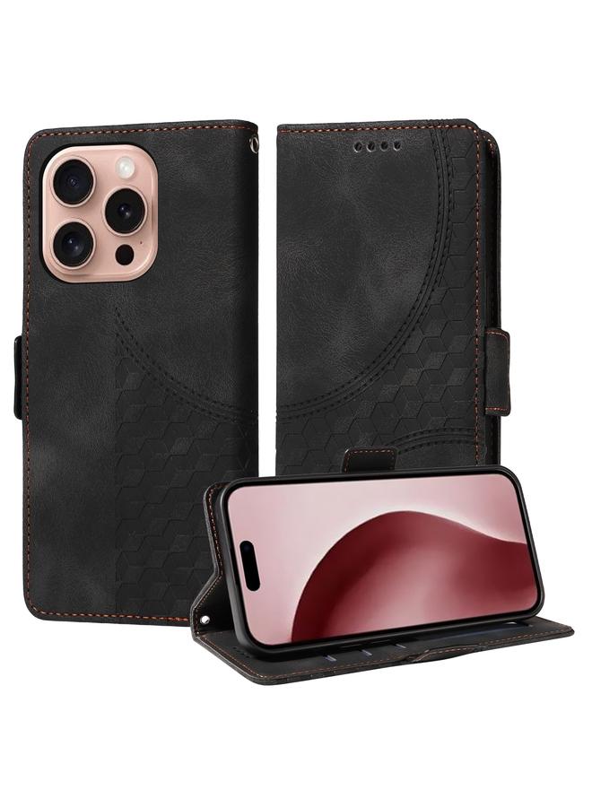 S-TOP Case For iPhone 16 Pro Max Embossed Rhombus Starry Leather Phone Case - Image 1