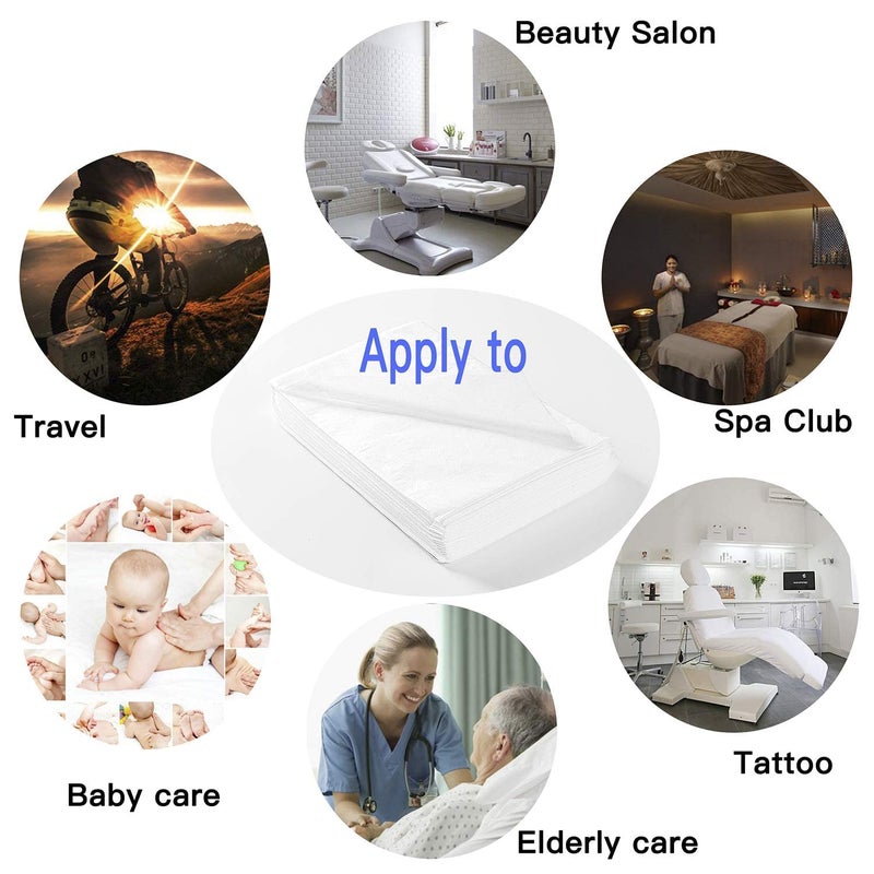 Uralili 100 PCS Massage Table Sheets Disposable Non Woven SPA Bed Cover Breathable Polypropylene Fabric 31" x 70" Thin, Not Waterproof (White) - Image 3