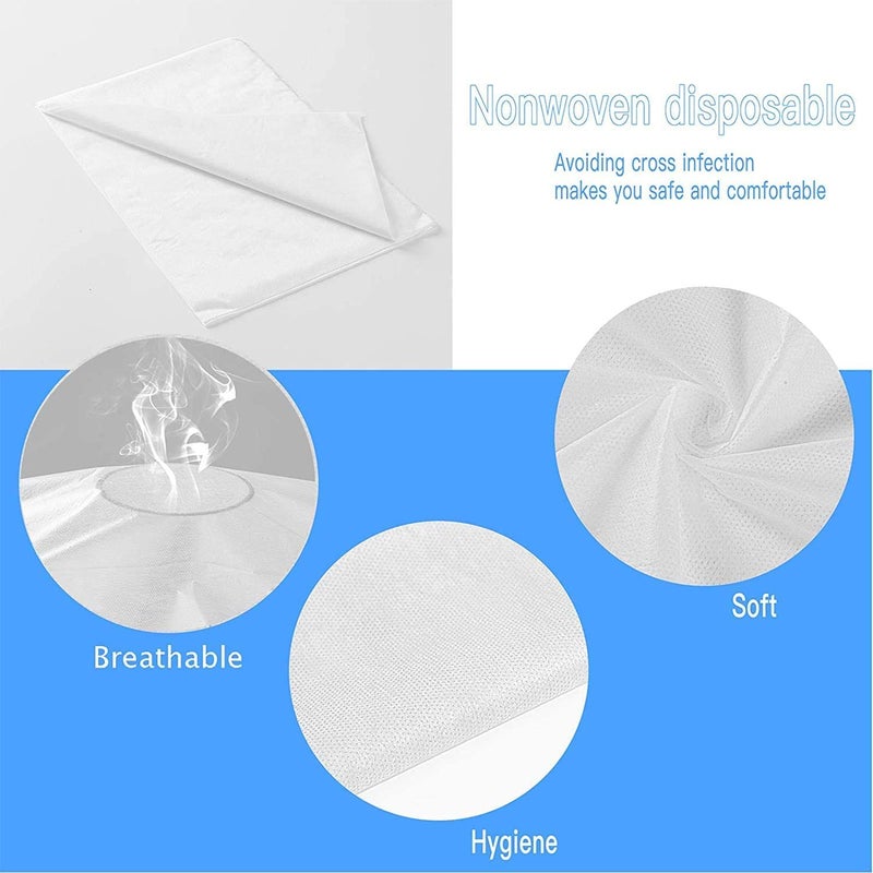 Uralili 100 PCS Massage Table Sheets Disposable Non Woven SPA Bed Cover Breathable Polypropylene Fabric 31" x 70" Thin, Not Waterproof (White) - Image 2