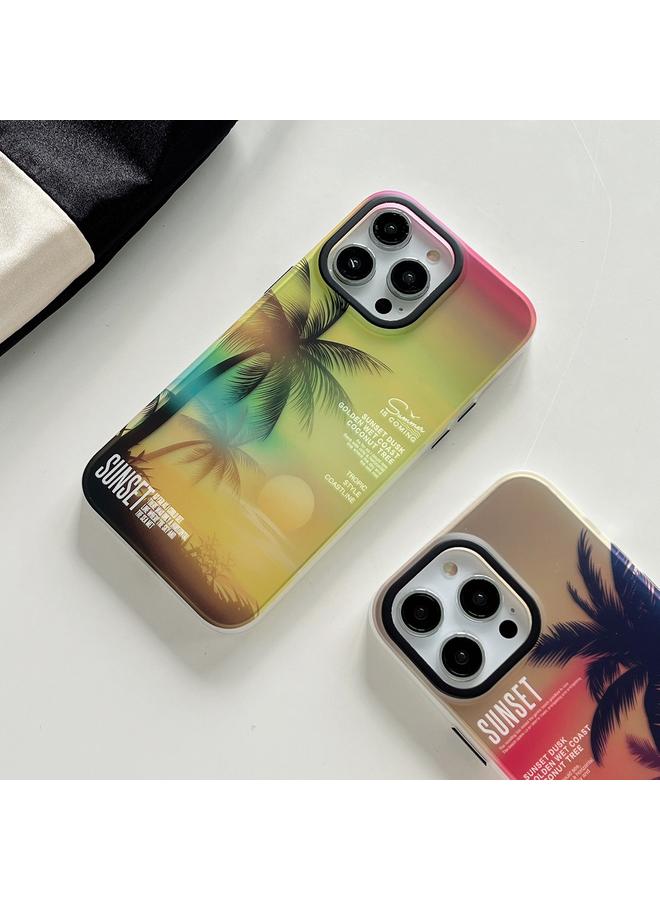 S-TOP Case For iPhone 15 Pro Max SUNSET Coconut Tree Dual-side Laminating Laser Phone Case - Image 5