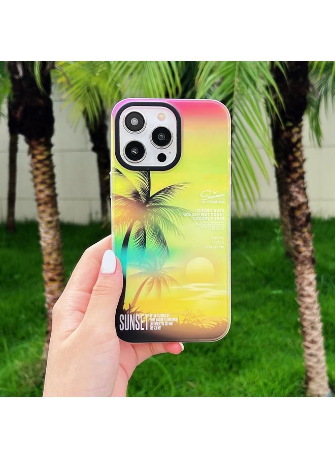 S-TOP Case For iPhone 15 Pro Max SUNSET Coconut Tree Dual-side Laminating Laser Phone Case - Image 2