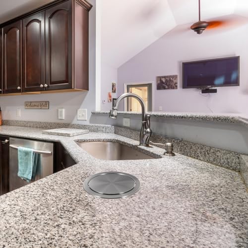 Uonlytech غطاء سلة المهملات Uonlytech بسيط مع فتحة مدمجة لسطح الطاولة غطاء دائري بفتحة متأرجحة لسلة المهملات للمطبخ والحمام والمكتب - Image 4