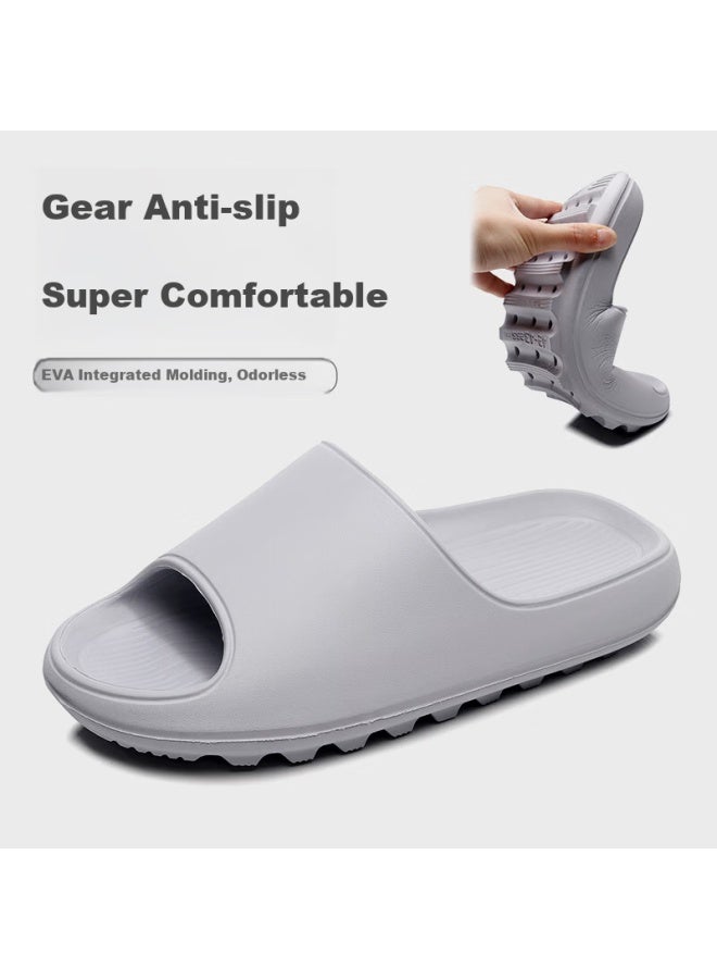 Guoluofei Extra Large Size Anti-slip Slippers For Women And Men In Summer, Eva Thick-soled Bath Slippers, Light Grey, Size 50-51 - Image 1