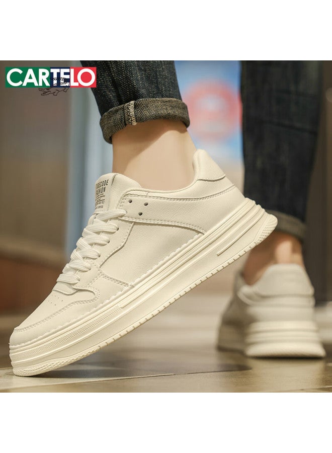 Cartelo Men's Shoes, Autumn And Winter Fashion Casual Sneakers, Soft-soled Sports White Shoes For Men, White, Size 40 - Image 4