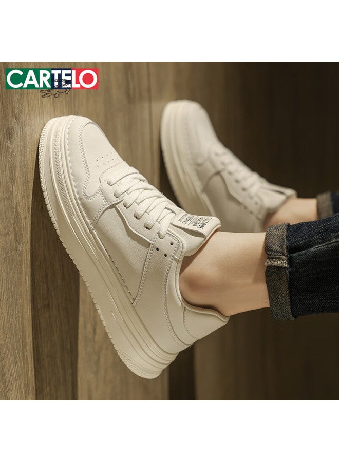 Cartelo Men's Shoes, Autumn And Winter Fashion Casual Sneakers, Soft-soled Sports White Shoes For Men, White, Size 40 - Image 5