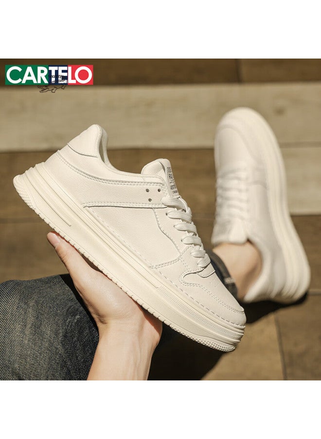 Cartelo Men's Shoes, Autumn And Winter Fashion Casual Sneakers, Soft-soled Sports White Shoes For Men, White, Size 40 - Image 3