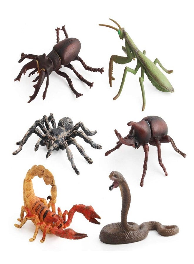 Odowalker 6 Pcs Lifelike Assorted Insects Realistic Insects Figures, Model Bug Figures Halloween Insect Theme Gift Plastic Bugs Figurines Set for Insect Themed Party - Image 1
