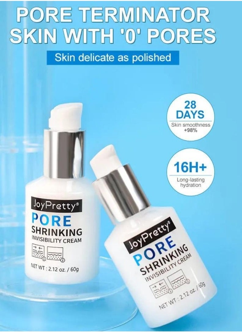 JoyPretty - 60g Pore Shrinking Invisibility Cream Instantly Pore Minimizer Smooth Skin with Snail Mucin Oil Control Firming Tightening Pores Moisturizing Lightens Fine Lines Conceals Pores Cream - Image 1