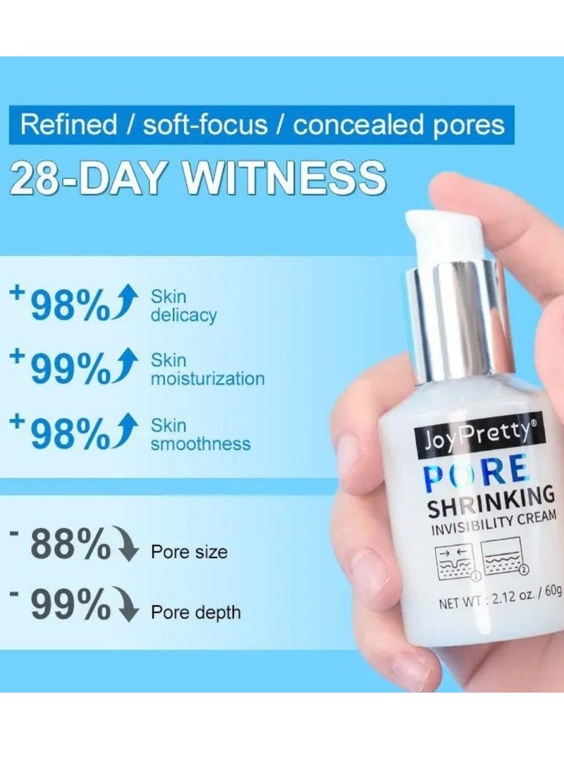 JoyPretty - 60g Pore Shrinking Invisibility Cream Instantly Pore Minimizer Smooth Skin with Snail Mucin Oil Control Firming Tightening Pores Moisturizing Lightens Fine Lines Conceals Pores Cream - Image 1