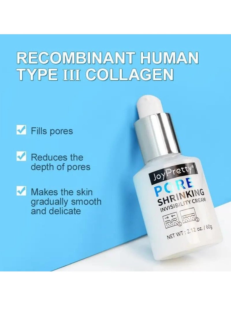 JoyPretty - 60g Pore Shrinking Invisibility Cream Instantly Pore Minimizer Smooth Skin with Snail Mucin Oil Control Firming Tightening Pores Moisturizing Lightens Fine Lines Conceals Pores Cream - Image 1