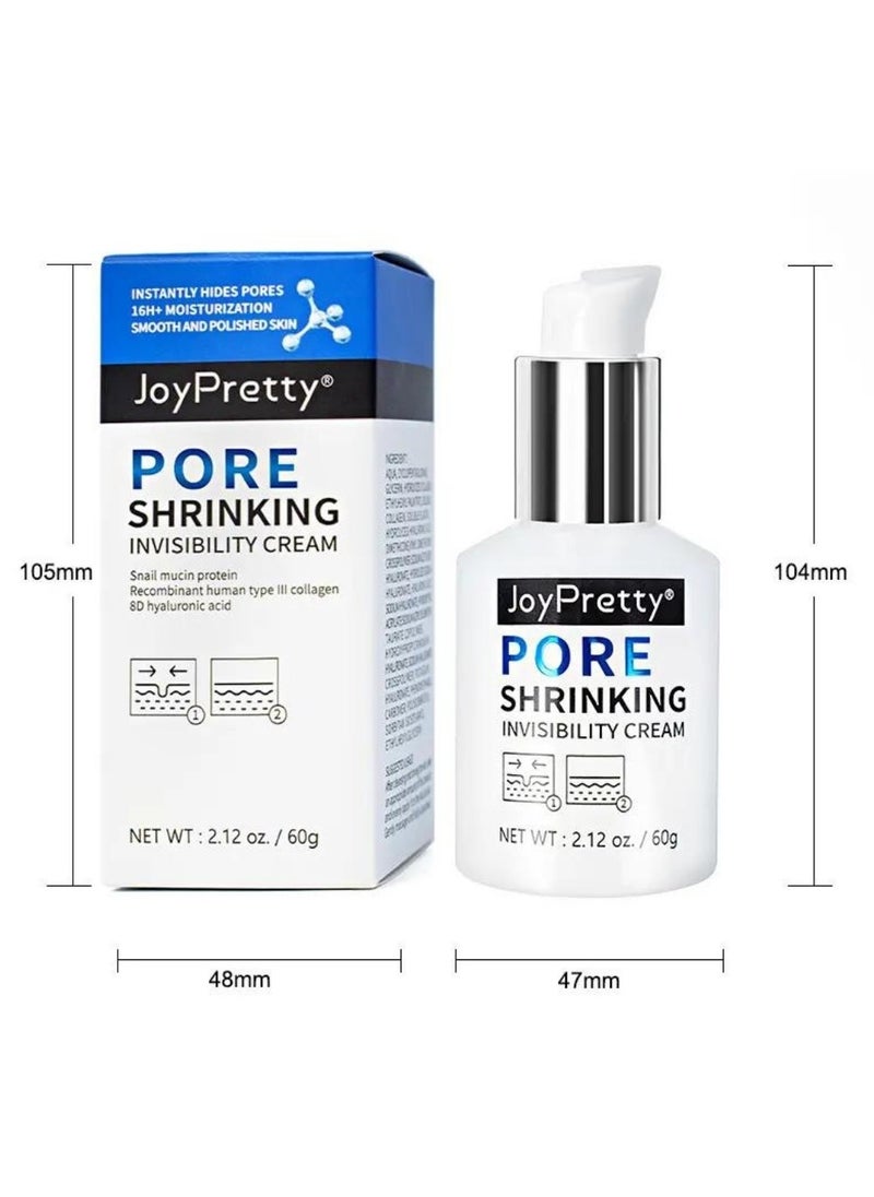 JoyPretty - 60g Pore Shrinking Invisibility Cream Instantly Pore Minimizer Smooth Skin with Snail Mucin Oil Control Firming Tightening Pores Moisturizing Lightens Fine Lines Conceals Pores Cream - Image 1