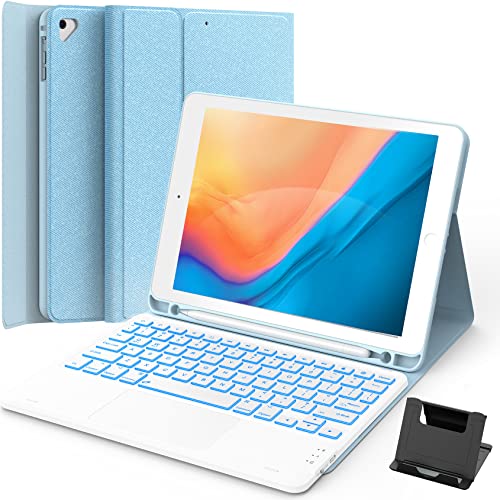 GreenLaw Keyboard case for iPad 9.7 inch, iPad 6th Gen (2018), iPad 5th Gen (2017), iPad Air 2 (2014), 7 Color Backlit, Support 2 BT Devices, Touchpad Keyboard iPad Pro 9.7, Blue - Image 1