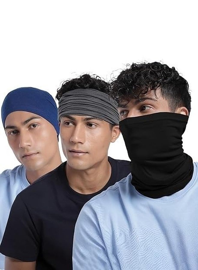 PAROPKAR 3 Face Headwear Headband Bandana Neck Gaiter - Headwrap Balaclava Facemask for Outdoor (White) - Image 1