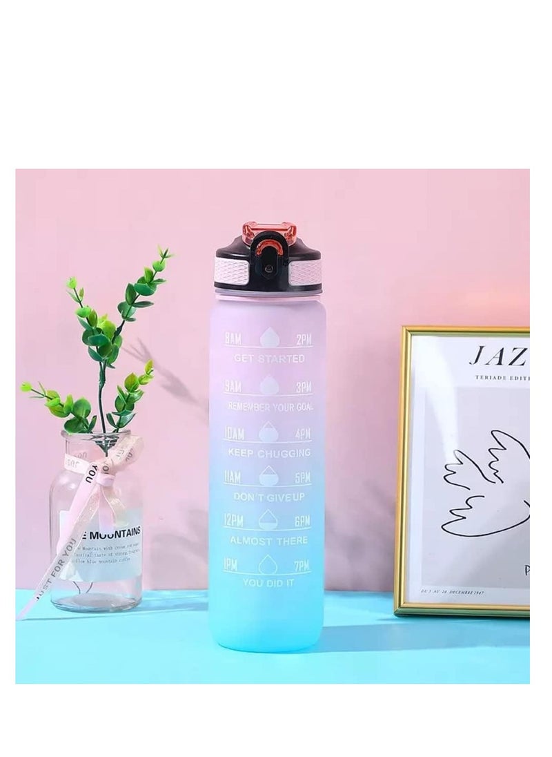 Generic - Motivational Water Bottle 1l Water Bottle for Kids School Water Bottles With Straw Leak Proof Water Bottle with Time Marker For Sport, School, Gym - Image 1