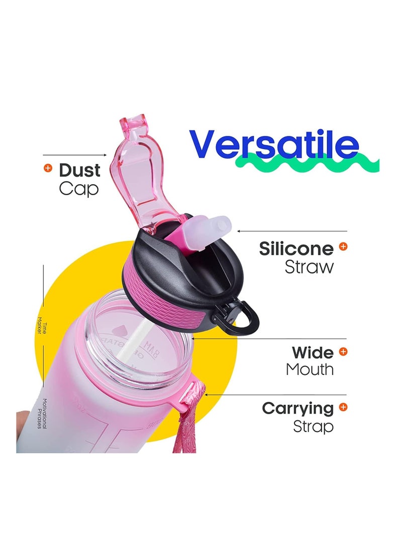 Generic - Motivational Water Bottle 1l Water Bottle for Kids School Water Bottles With Straw Leak Proof Water Bottle with Time Marker For Sport, School, Gym - Image 1