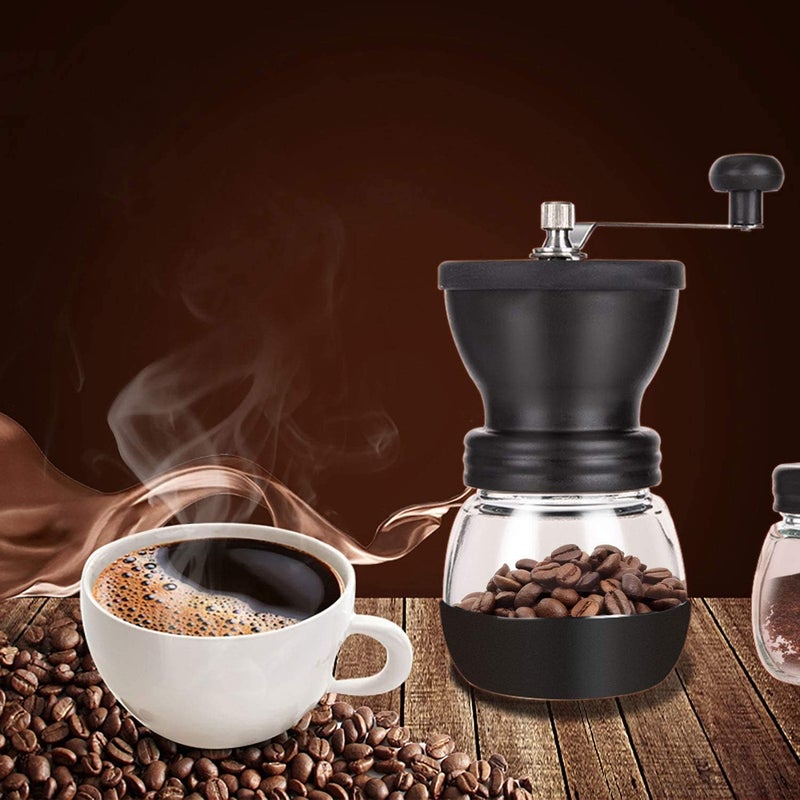 PARACITY Manual Coffee Bean Grinder with Ceramic Burr, Hand Coffee Grinder Mill Small with 2 Glass Jars( 11OZ per Jar) Stainless Steel Handle for Drip Coffee, Espresso, French Press, Turkish Brew - Image 2