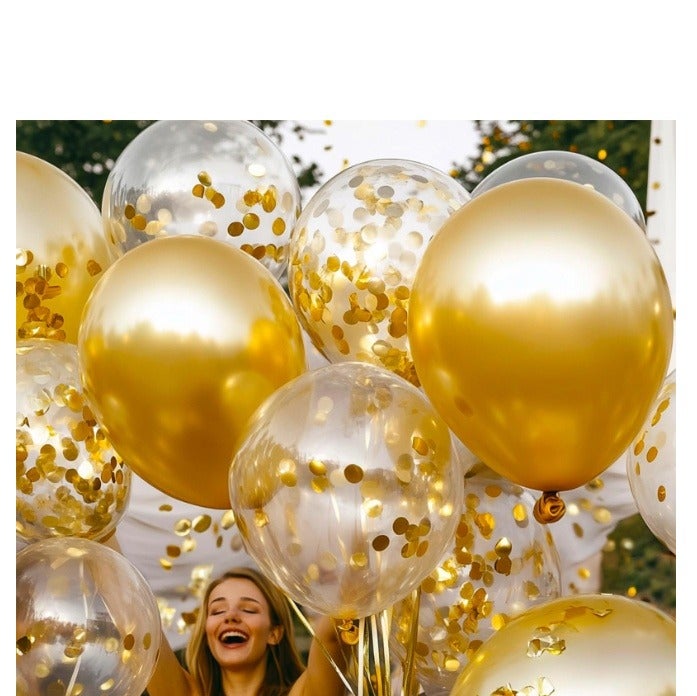 Party Balloons Pack of 50 - Metallic Gold Balloons  Gold Confetti Balloon - 12 Inch Balloons Decorations Set - Image 5