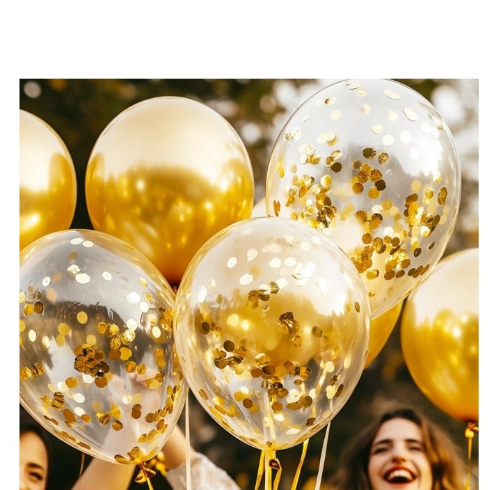 Party Balloons Pack of 50 - Metallic Gold Balloons  Gold Confetti Balloon - 12 Inch Balloons Decorations Set - Image 4