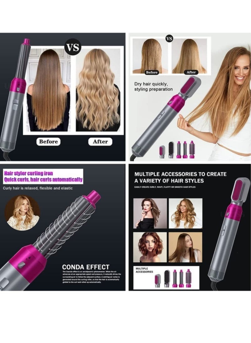 "5-in-1 Hot Air Brush Styler – Hair Dryer, Straightener, Volumizer, Curler, and Hot Comb with Negative Ion Technology" - Image 3