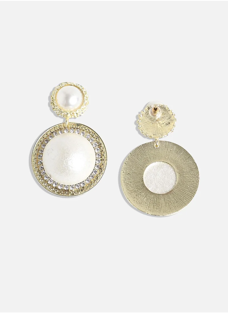 سوهي Pearl and Stone Studded Circular Drop Earrings