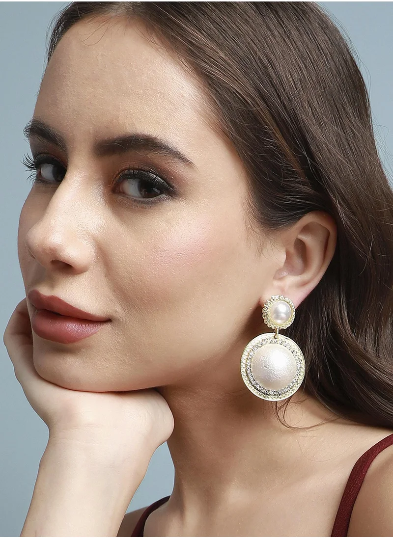 سوهي Pearl and Stone Studded Circular Drop Earrings