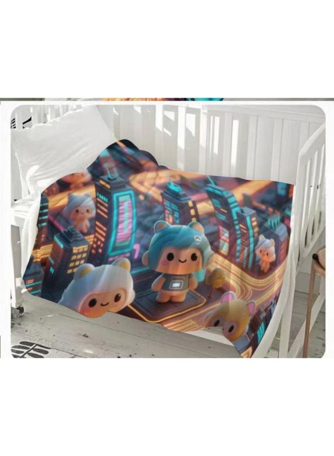 عام بطانية رقيقة من الفانيلا الكرتونية للأطفال والرضع (دافئة ومريحة، ومناسبة للنوم والألعاب) 70 سم * 100 سم - Image 2