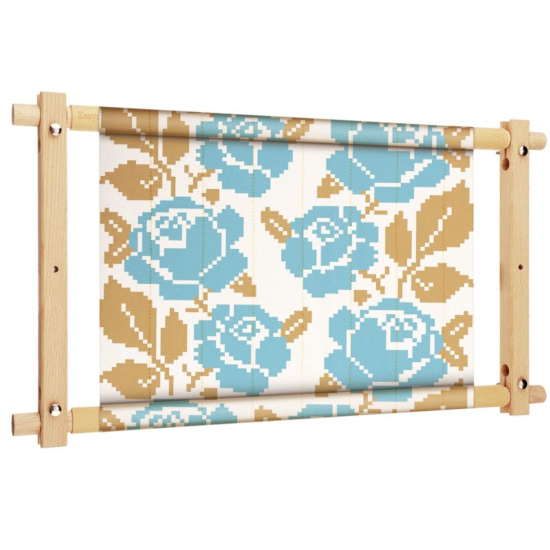 Yookeer Needlepoint Embroidery Tapestry Scroll Frame Cross Stitch Frame Wooden Needlepoint Stretcher Frame Wood Needlework Frame Quilting Hoop Stand Stitching Needlepoint Holder Tool for Sewing, 12 x 21 Inch - Image 1