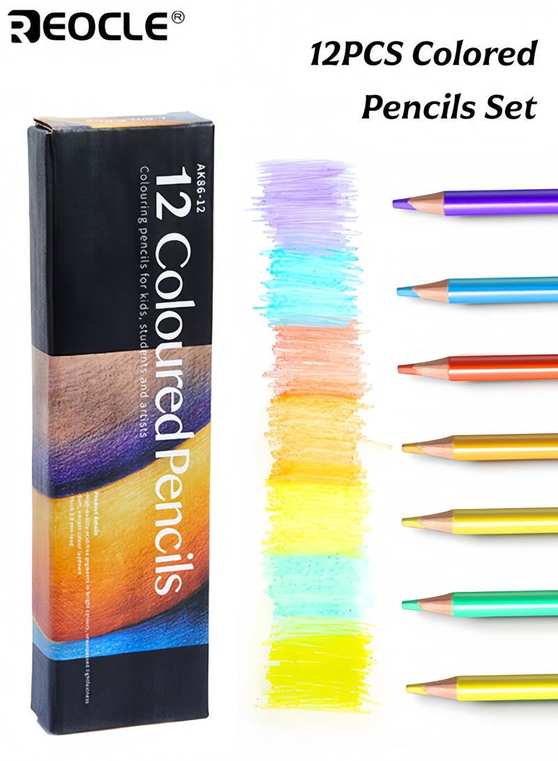 ريوكل 12 مجموعة أقلام رصاص خشبية تلوين فنية متميزة بألوان متنوعة مع عبوات قلم غير سامة شحذ مسبقا كتابة نابضة بالحياة أصباغ نابضة بالحياة متين سهل المزج مثالي للفنانين الطلاب المبتدئين مناسب للرسم التظليل الرسم الأعمال الإبداعية الواجبات المنزلية دروس الفن الأنشطة الحرفية الفئة العمرية المطبقة فوق 3 سنوات - Image 1