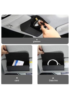 Generic Universal Car Sunglass Holder, Car Sun Visor EyeGlasses Case Holders Leather Sunglasses Clip Storage Case, Auto Glasses Holder Protective Box Car Accessories to All Car Models(Black)  - Image 3