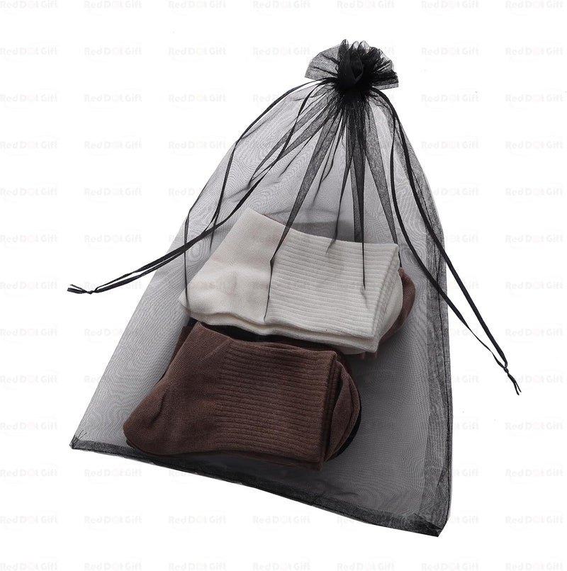 Red Dot Gift REDDOTGIFT Pack of 12 Organza Bags, 40x50cm Mesh Drawstring Gift Bags for Jewelry and Wedding Favors - Black - Image 4