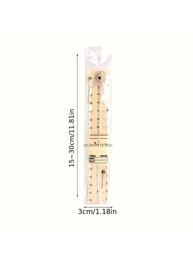 Transparent Nordic Retractable Folding Ruler Cm Inch Scale Metric Imperial Measurement Tool - Image 2