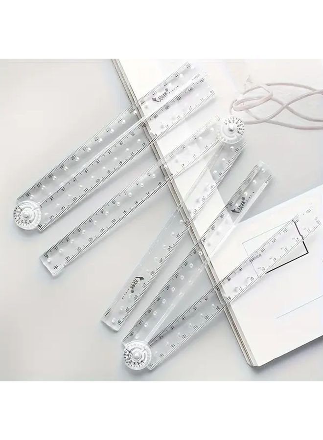 Transparent Nordic Retractable Folding Ruler Cm Inch Scale Metric Imperial Measurement Tool - Image 4