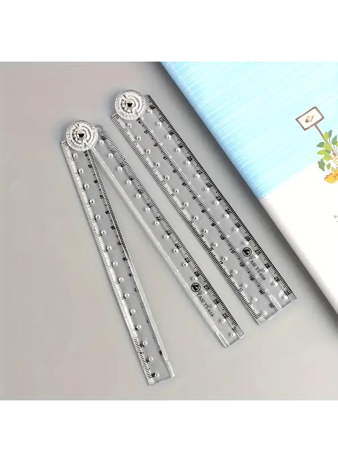 Transparent Nordic Retractable Folding Ruler Cm Inch Scale Metric Imperial Measurement Tool - Image 1