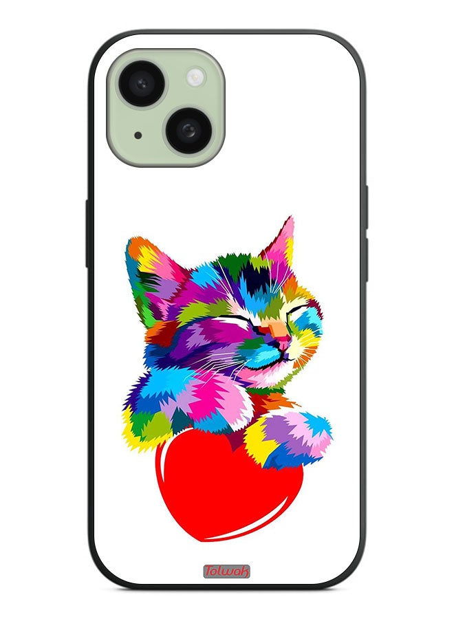 Tolwak Apple iPhone 15 Protective Case Cover Colourful Kitten - Image 2