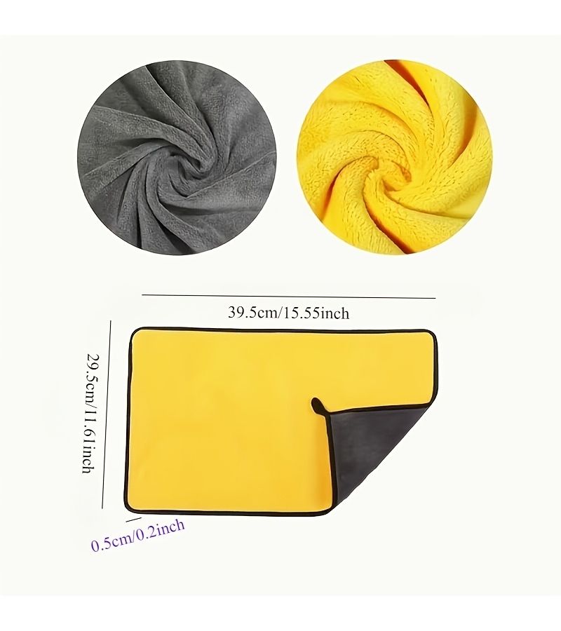 3pcs Microfiber Cleaning Cloth Set For Car Drying And Home Use - Image 2
