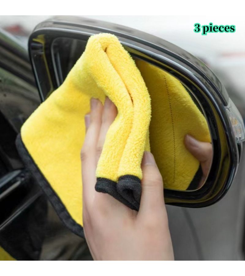 3pcs Microfiber Cleaning Cloth Set For Car Drying And Home Use - Image 3