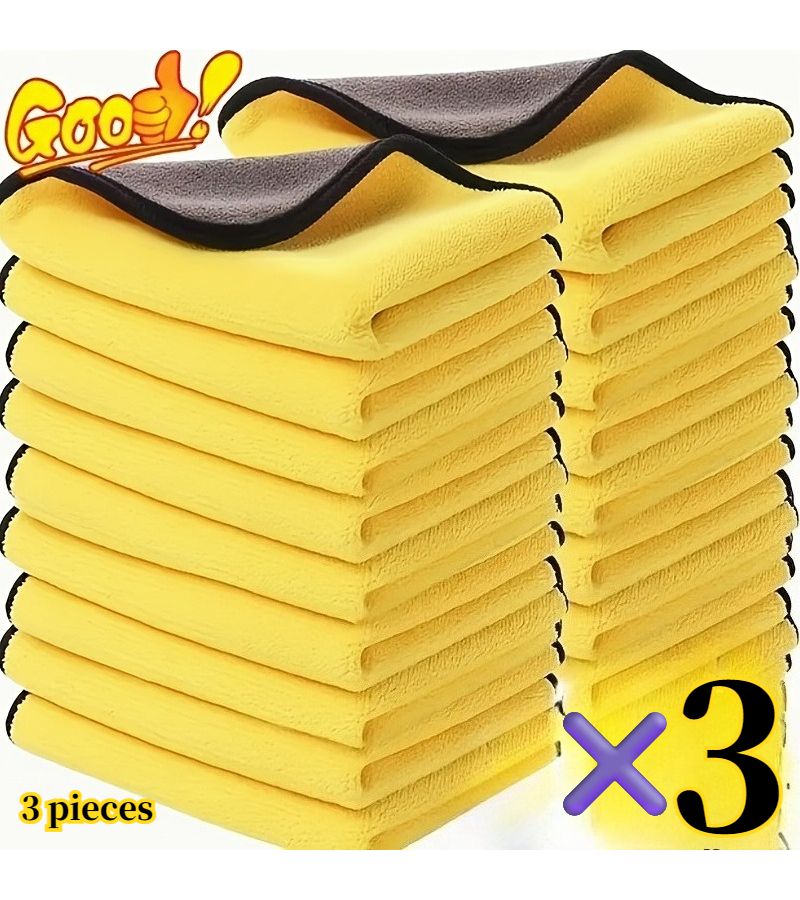 3pcs Microfiber Cleaning Cloth Set For Car Drying And Home Use - Image 5