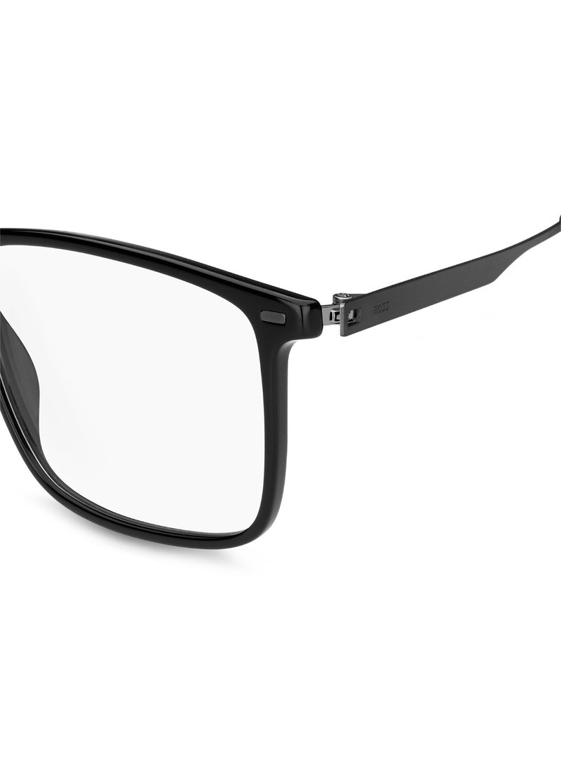 HUGO BOSS - نظارة شمسية للرجال مستطيلة الشكل من الفولاذ المقاوم للصدأ BOSS 1642 42 - مقاس العدسة: 41.6 مم - أسود - Image 1
