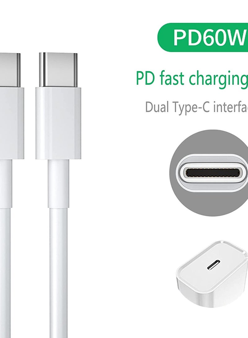 USB C to USB C Cable 60W, Type C 60W 20V/5A PD Fast Charging Cable Lead Charger for iPad Pro 2020 for MacBook Pro 2020,Samsung Galaxy S20/S21,Switch - White - Image 2