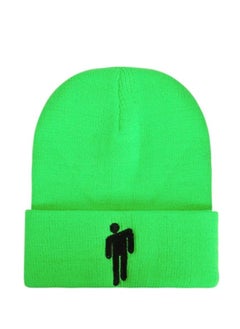 Beanie Hat Embroidery Knitted Hat Sleeve Cap Hip Hop Woolen Cap (Neon Green)
