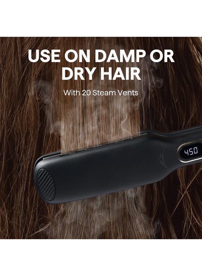 Wavytalk Wet to Straight Hair Straightener, Titanium 1.75 Inch Vent Sesh Wide Flat Iron, Straightener for Damp or Dry Hair with Dual Voltage Leave Silky & Smooth, Black - Image 4