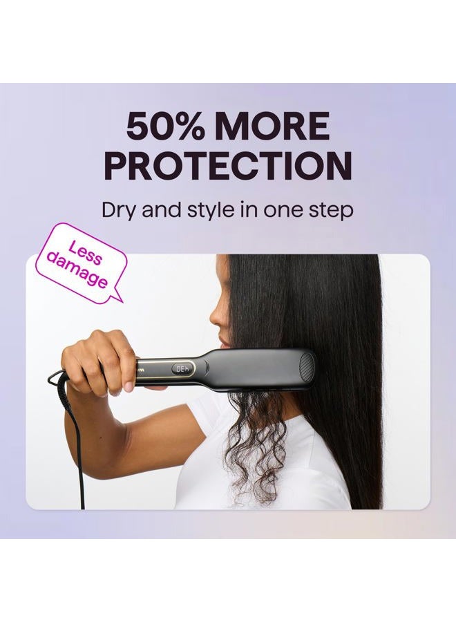 Wavytalk Wet to Straight Hair Straightener, Titanium 1.75 Inch Vent Sesh Wide Flat Iron, Straightener for Damp or Dry Hair with Dual Voltage Leave Silky & Smooth, Black - Image 2