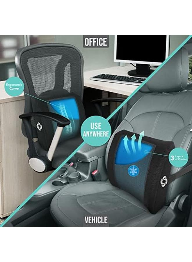 Samsonite Cooling Gel Lumbar Support Pillow For Office Chair Or Car Seat Boost Your Lower Back Comfort Zone High Grade Memory Foam Universal Chair Cushion Breathable Mesh Washable Cover - Image 3