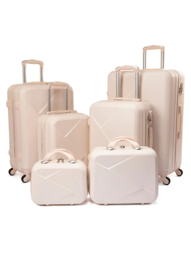 LIMRA Travel bag set consisting of 6 wheeled luggage bags with a solid design and a beige color