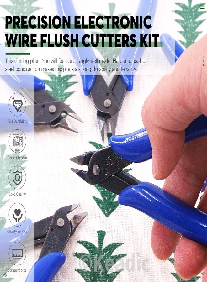 Keadic 12Pcs 5" Wire Cutters with Internal Spring and Soft Rubber Handle, Mini Flush Cutters, Micro Cutting Pliers Wire Nippers, Small Side Cutters for Hobby Modeling Jewelry Electronic Crafts (Blue) - Image 3