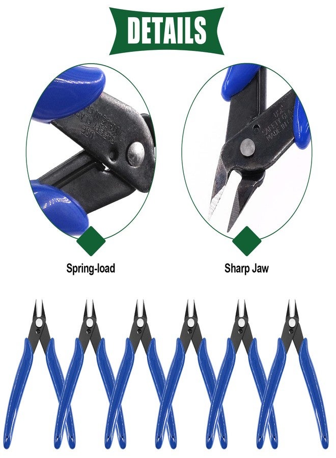 Keadic 12Pcs 5" Wire Cutters with Internal Spring and Soft Rubber Handle, Mini Flush Cutters, Micro Cutting Pliers Wire Nippers, Small Side Cutters for Hobby Modeling Jewelry Electronic Crafts (Blue) - Image 5