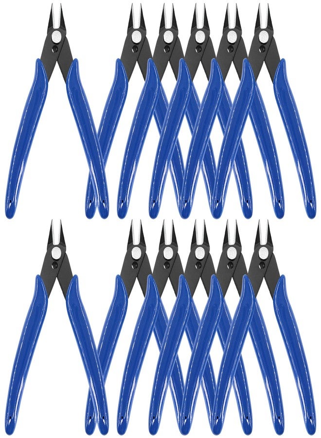 Keadic 12Pcs 5" Wire Cutters with Internal Spring and Soft Rubber Handle, Mini Flush Cutters, Micro Cutting Pliers Wire Nippers, Small Side Cutters for Hobby Modeling Jewelry Electronic Crafts (Blue) - Image 1