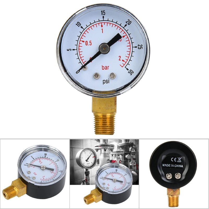 Mechanical Pressure Gauge 0 30psi 0 2bar For Air Water Oil Monitor With 1 8 Inch BSPT Connection - Image 5