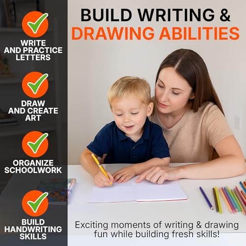 Mintra Office Mintra Primary Composition Notebook, 4 Pack, Assorted Colors 80 Sheets, 7.5in x 9.75in, 1/2 Sheet, Ruled with Drawing Area, Flexible Hardcover Journal, Grades K-2, School & Home Use - Image 5