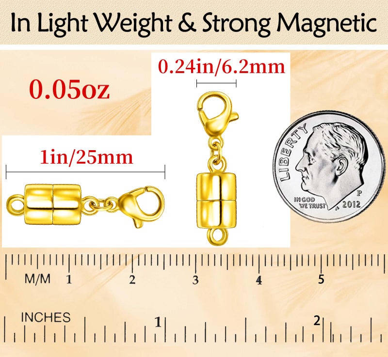 Qulltk Magnetic Necklace Clasp With Lobster Clasp 18K Gold And Silver Magnetic Jewelry Clasps For Necklaces Extender Bracelet Clasps And Closures - Image 2